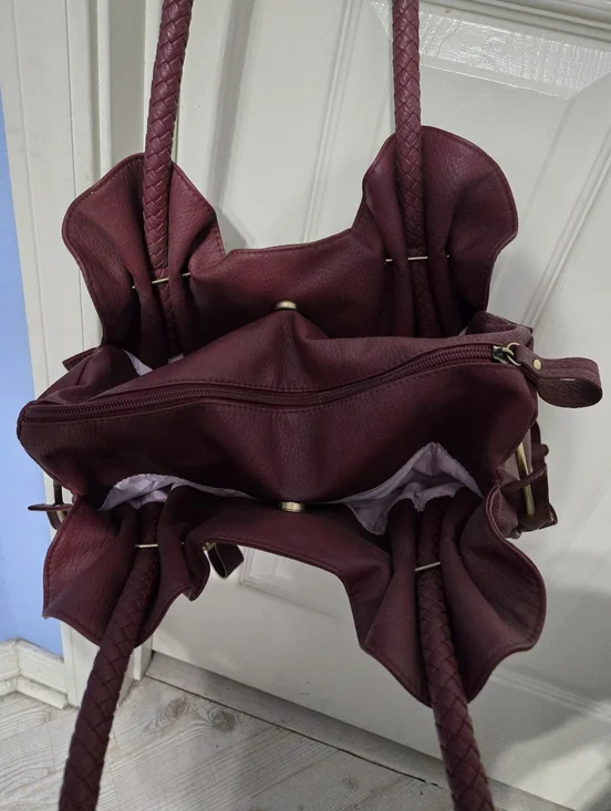 Versona Burgundy Faux Leather Satchel Bag - Picture 3 of 6